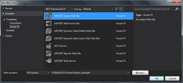 ASP dot NET empty web site